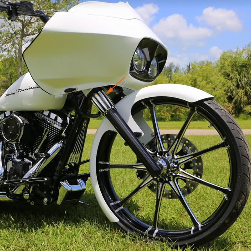 TOPRAMETAL 49mm Fork Slider Boots Cover for Harley Touring, FLHR, FLHX, Ultra Limited Low, CVO Street Glide, Bagger (Black, Gear style) - Image 3